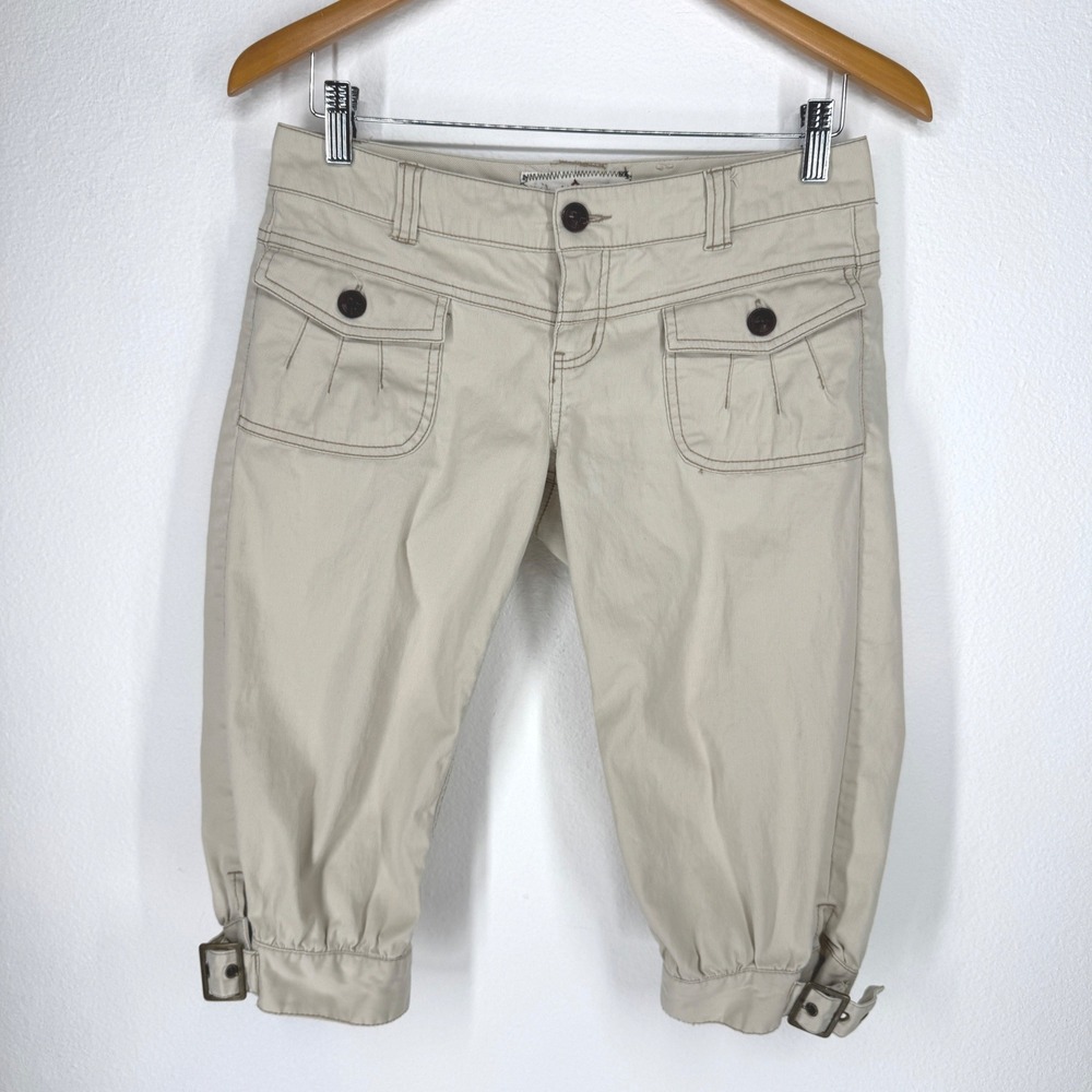 Vintage Y2K Cargo Balloon Capri Pants Low Rise Buckle Womens‎ 3 Indie Granola